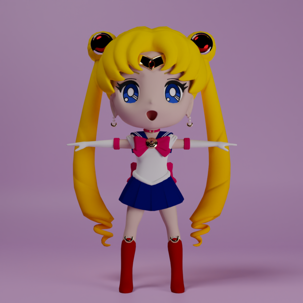 Sailor Moon figure model rendered from the front