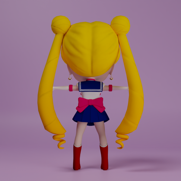 Sailor Moon figure model rendered from the back