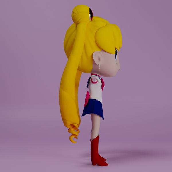 Sailor Moon figure model rendered from the side profile
